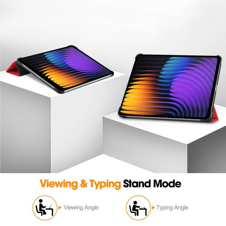For Xiaomi Pad 7 / 7 Pro Custer Texture 3-Fold Holder Leather Smart Tablet Case
