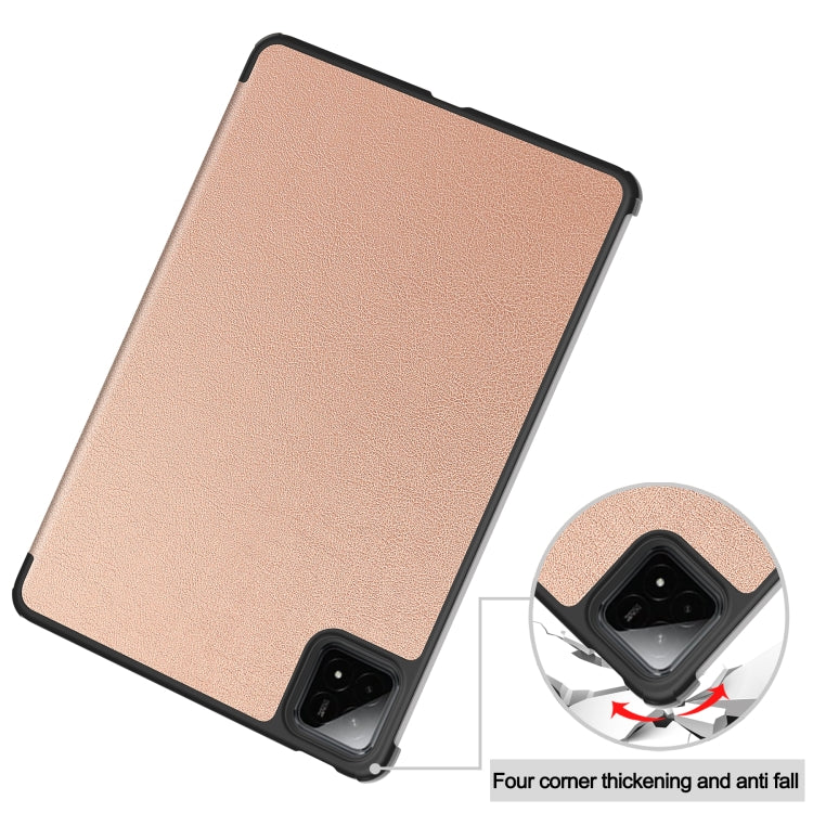 For Xiaomi Pad 7 / 7 Pro Custer Texture 3-Fold Holder Leather Smart Tablet Case