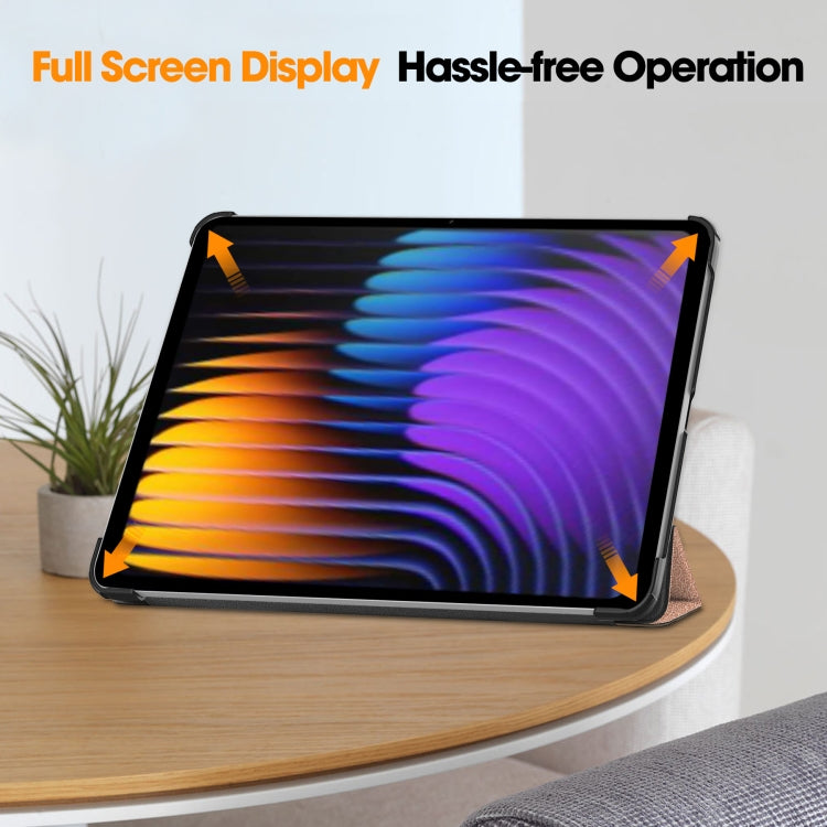 For Xiaomi Pad 7 / 7 Pro Custer Texture 3-Fold Holder Leather Smart Tablet Case