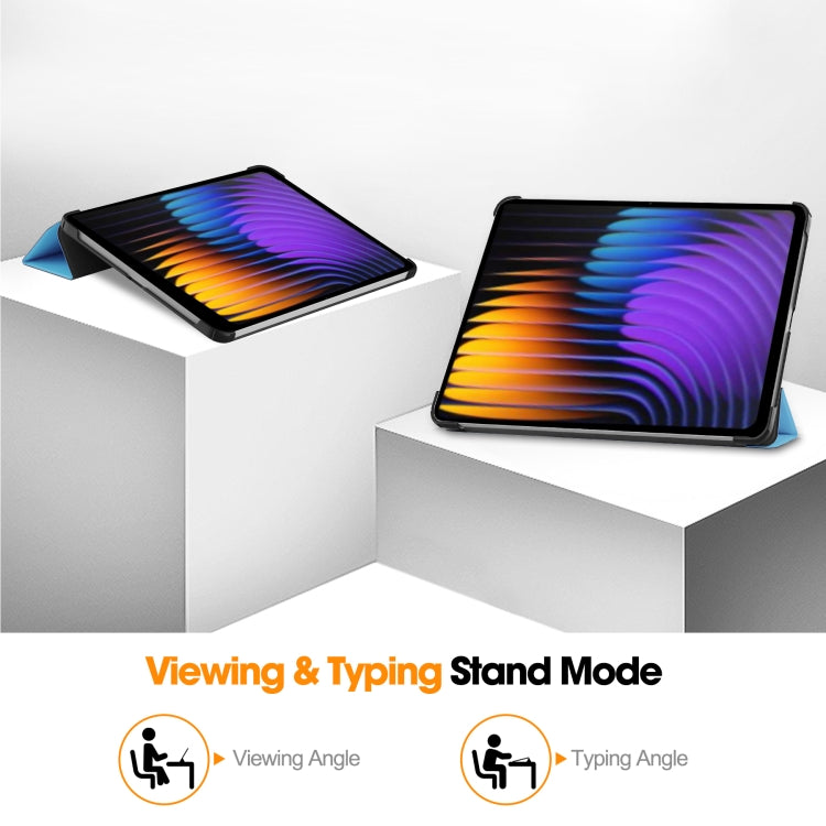 For Xiaomi Pad 7 / 7 Pro Custer Texture 3-Fold Holder Leather Smart Tablet Case