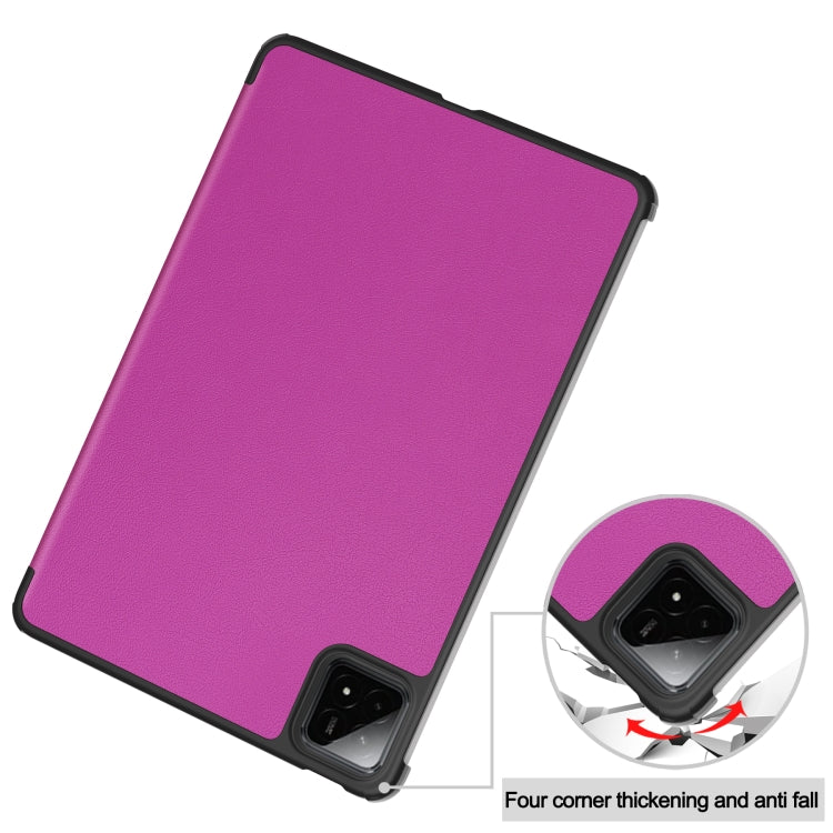 For Xiaomi Pad 7 / 7 Pro Custer Texture 3-Fold Holder Leather Smart Tablet Case
