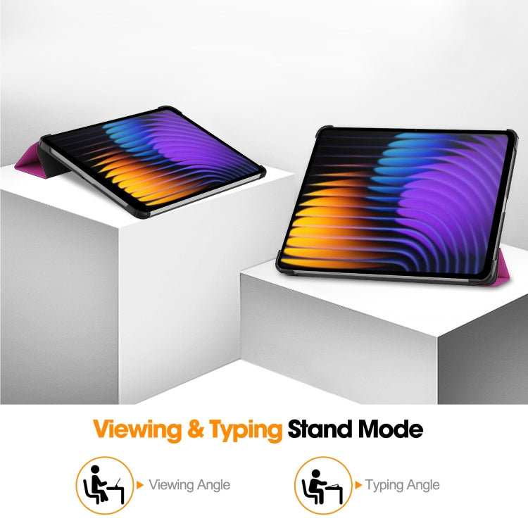 For Xiaomi Pad 7 / 7 Pro Custer Texture 3-Fold Holder Leather Smart Tablet Case