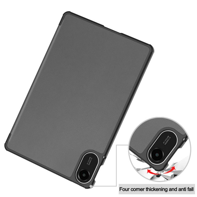 For Xiaomi Redmi Pad 2 Custer Texture 3-Fold Holder Leather Smart Tablet Case