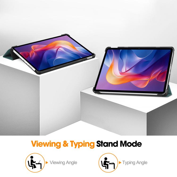 For Xiaomi Redmi Pad 2 Custer Texture 3-Fold Holder Leather Smart Tablet Case