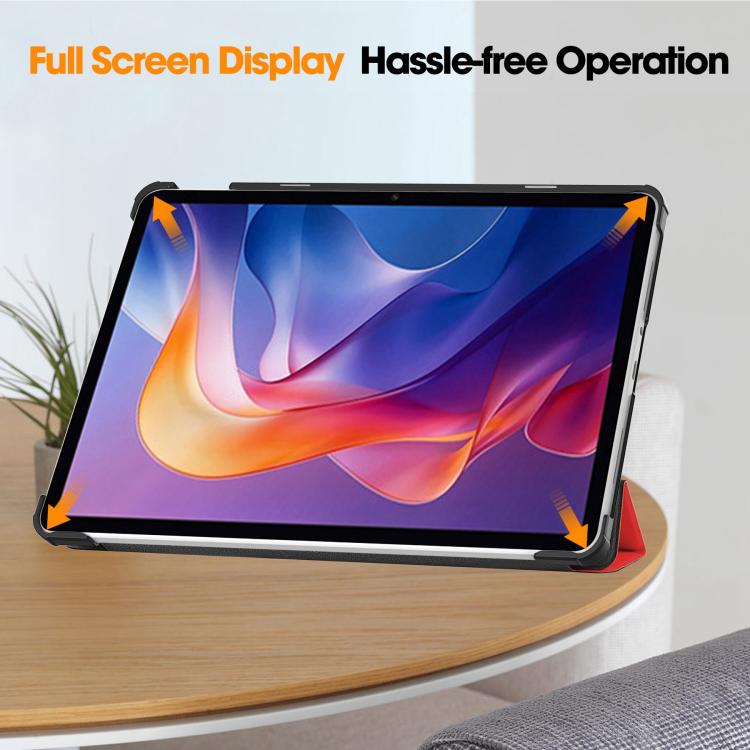 For Xiaomi Redmi Pad 2 Custer Texture 3-Fold Holder Leather Smart Tablet Case