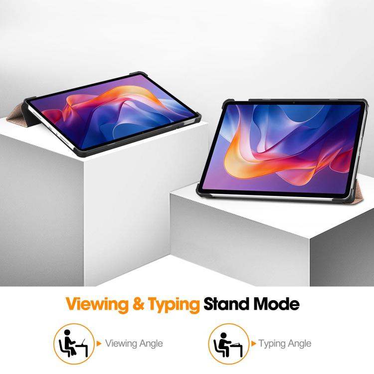 For Xiaomi Redmi Pad 2 Custer Texture 3-Fold Holder Leather Smart Tablet Case