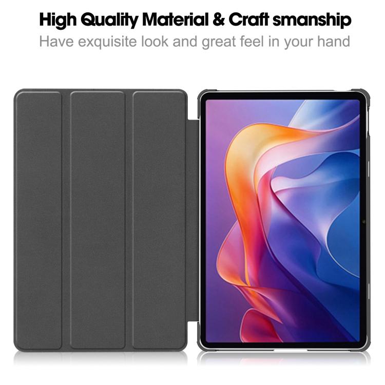 For Xiaomi Redmi Pad 2 Custer Texture 3-Fold Holder Leather Smart Tablet Case