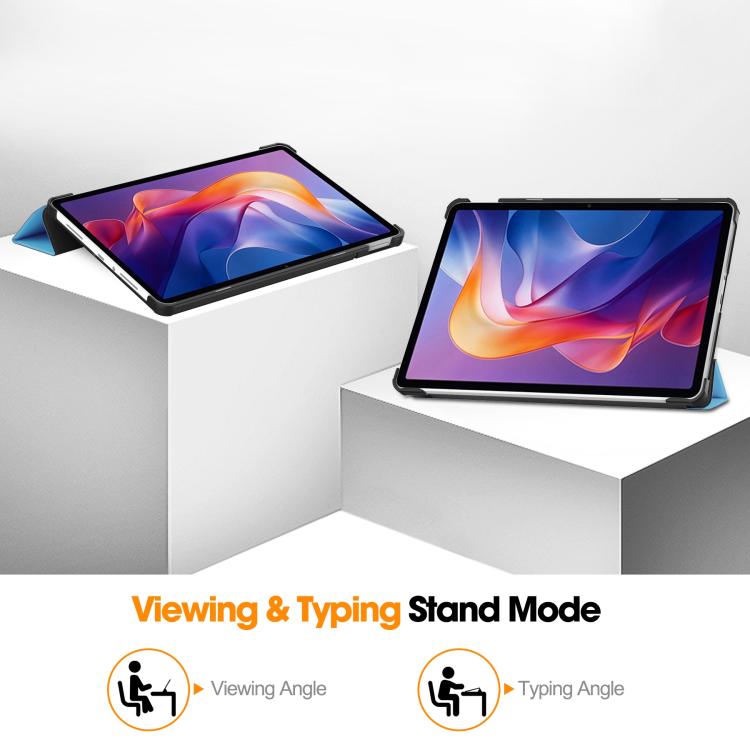 For Xiaomi Redmi Pad 2 Custer Texture 3-Fold Holder Leather Smart Tablet Case