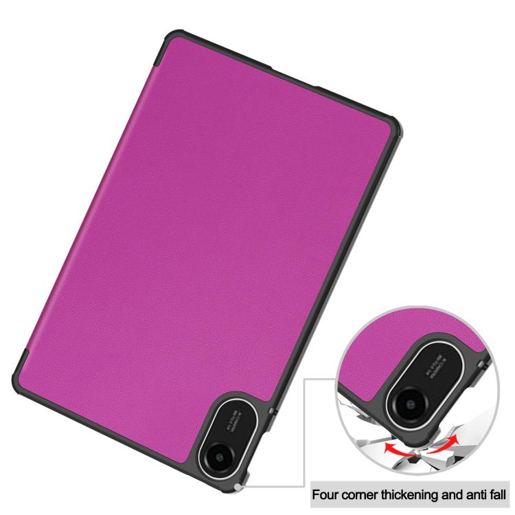 For Xiaomi Redmi Pad 2 Custer Texture 3-Fold Holder Leather Smart Tablet Case