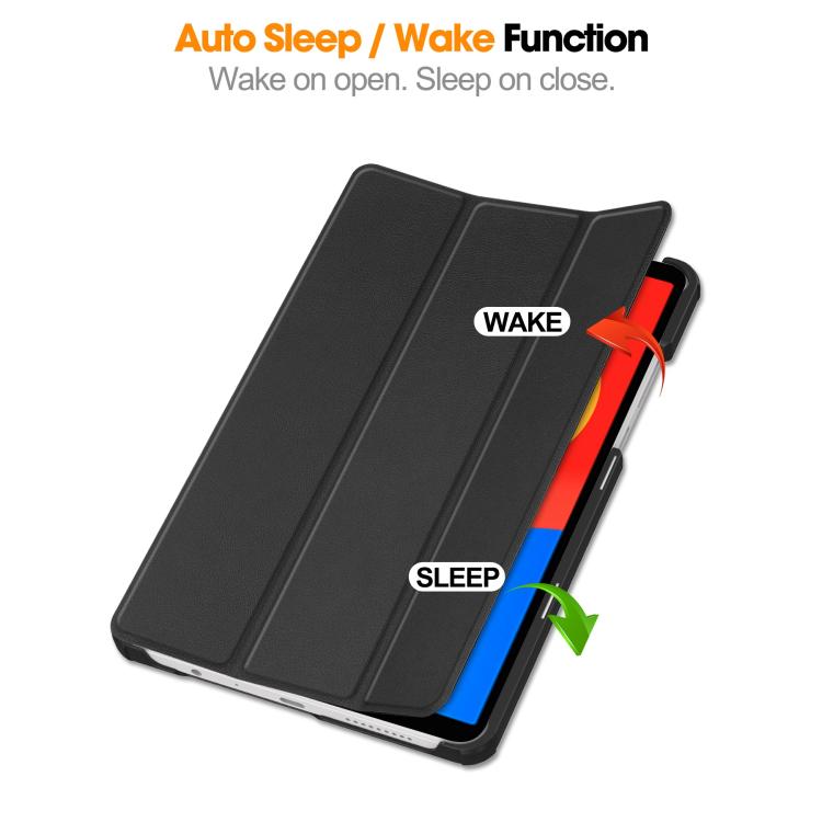 For Xiaomi Redmi Pad SE 8.7 Custer Texture 3-Fold Holder Leather Smart Tablet Case