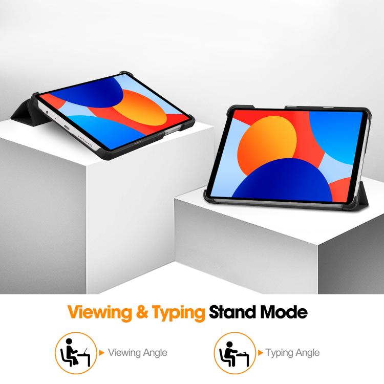 For Xiaomi Redmi Pad SE 8.7 Custer Texture 3-Fold Holder Leather Smart Tablet Case