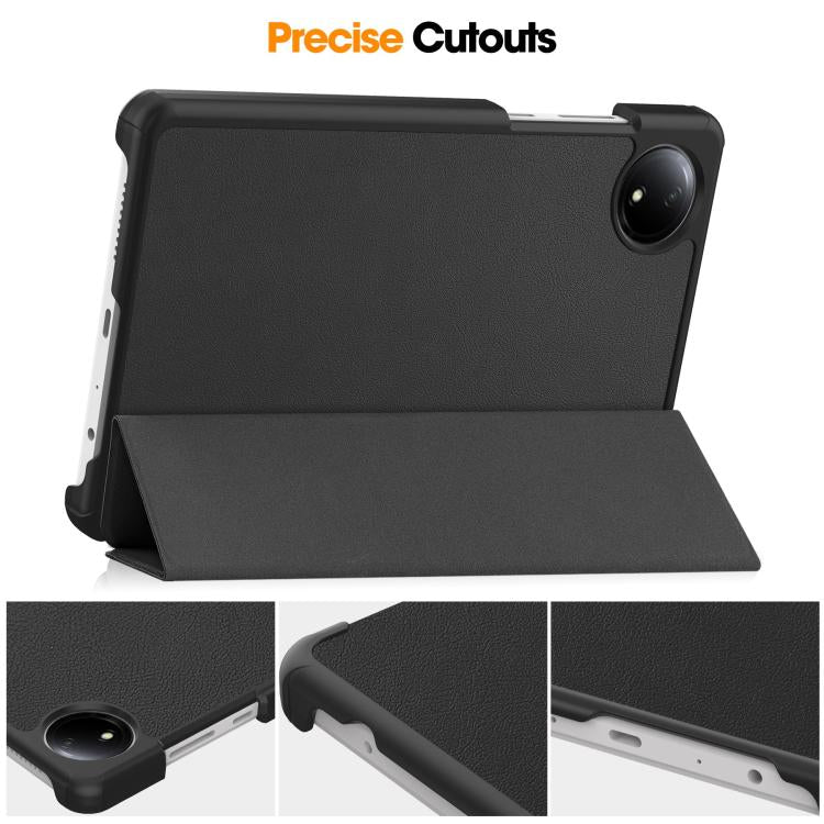 For Xiaomi Redmi Pad SE 8.7 Custer Texture 3-Fold Holder Leather Smart Tablet Case