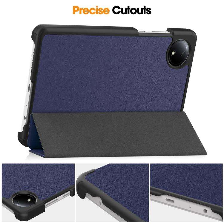 For Xiaomi Redmi Pad SE 8.7 Custer Texture 3-Fold Holder Leather Smart Tablet Case