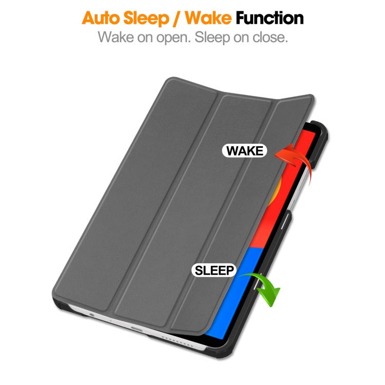 For Xiaomi Redmi Pad SE 8.7 Custer Texture 3-Fold Holder Leather Smart Tablet Case