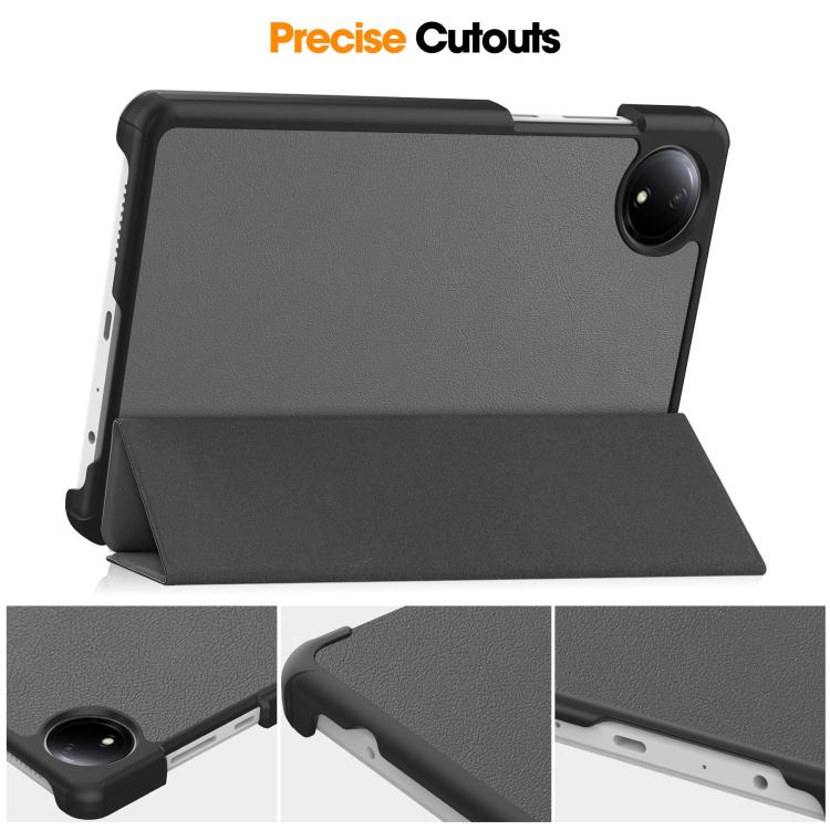 For Xiaomi Redmi Pad SE 8.7 Custer Texture 3-Fold Holder Leather Smart Tablet Case