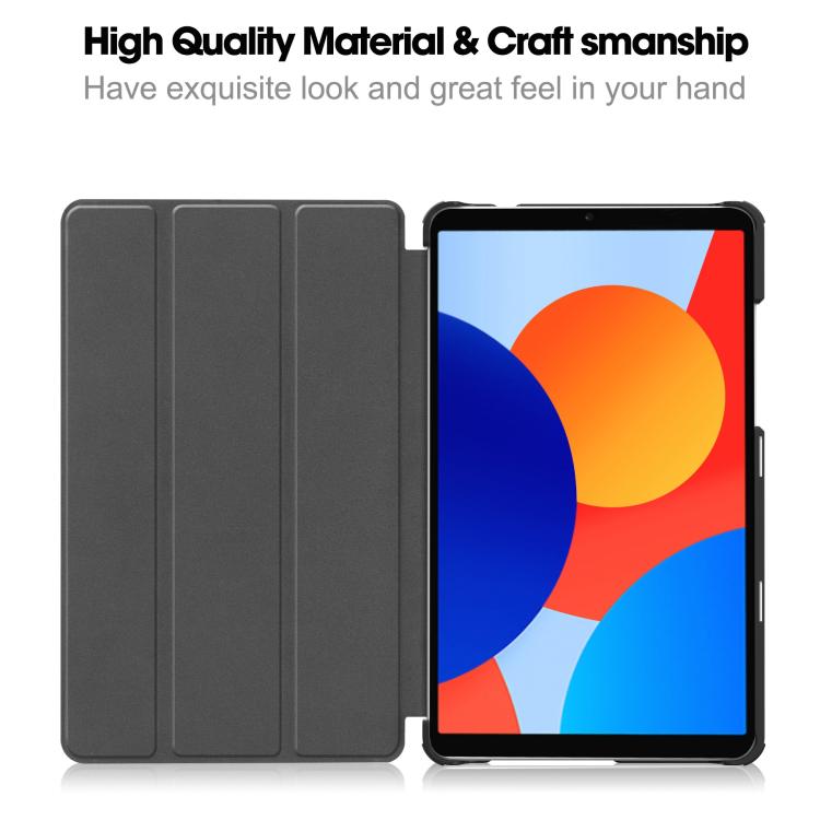 For Xiaomi Redmi Pad SE 8.7 Custer Texture 3-Fold Holder Leather Smart Tablet Case