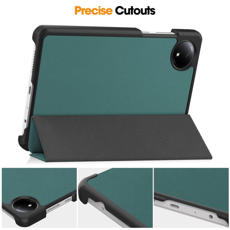 For Xiaomi Redmi Pad SE 8.7 Custer Texture 3-Fold Holder Leather Smart Tablet Case