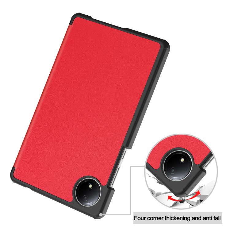 For Xiaomi Redmi Pad SE 8.7 Custer Texture 3-Fold Holder Leather Smart Tablet Case
