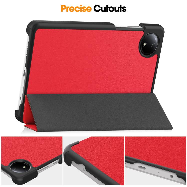 For Xiaomi Redmi Pad SE 8.7 Custer Texture 3-Fold Holder Leather Smart Tablet Case