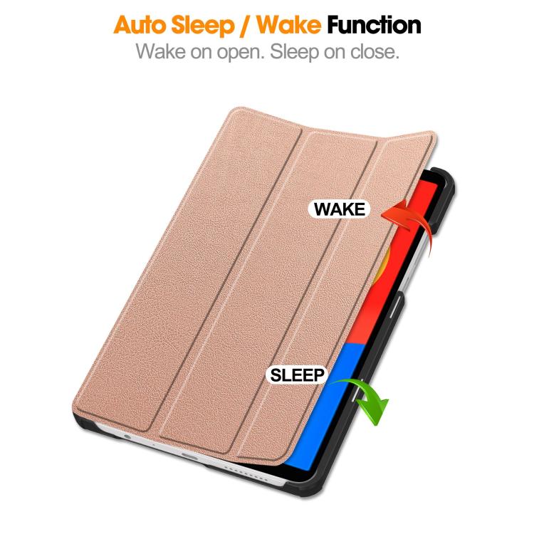 For Xiaomi Redmi Pad SE 8.7 Custer Texture 3-Fold Holder Leather Smart Tablet Case