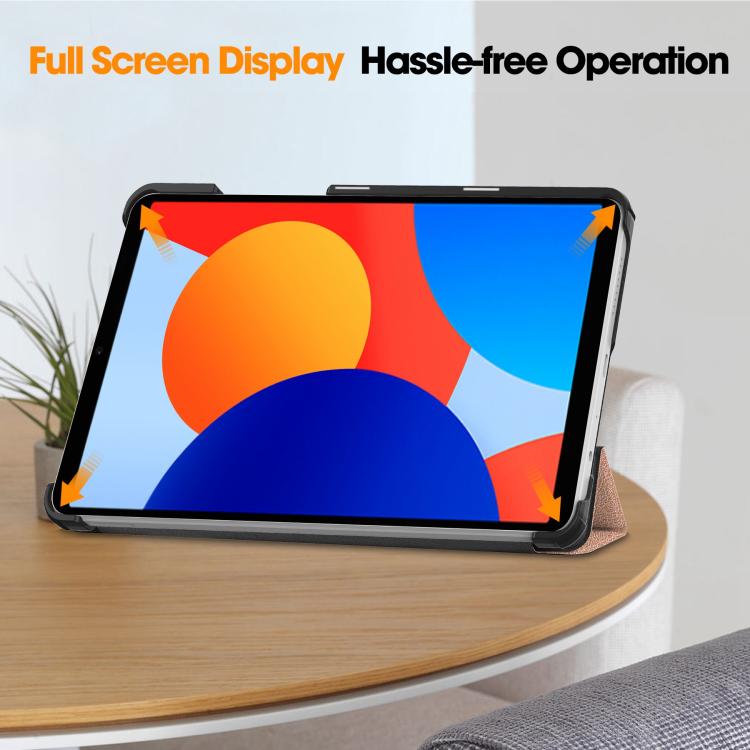 For Xiaomi Redmi Pad SE 8.7 Custer Texture 3-Fold Holder Leather Smart Tablet Case
