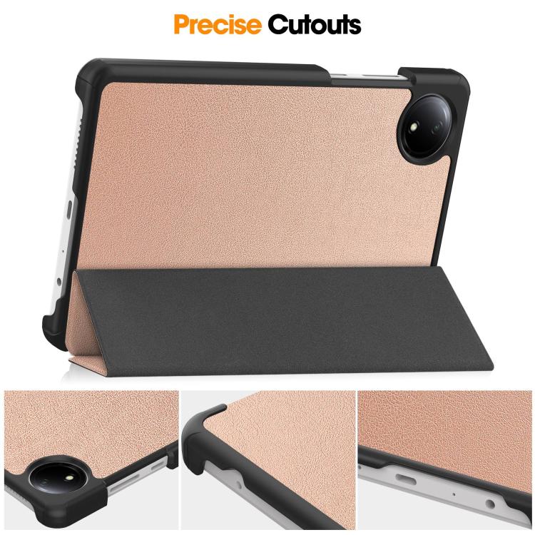 For Xiaomi Redmi Pad SE 8.7 Custer Texture 3-Fold Holder Leather Smart Tablet Case