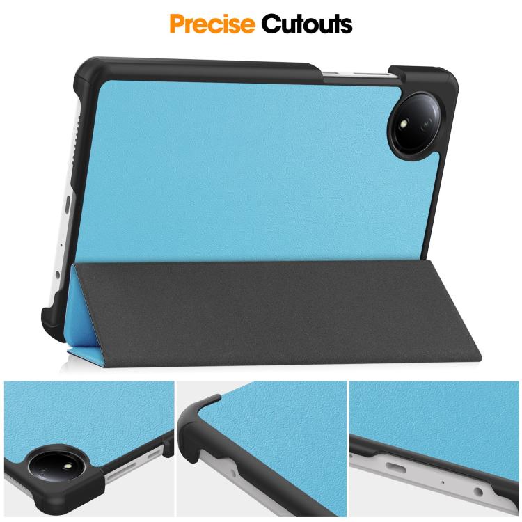 For Xiaomi Redmi Pad SE 8.7 Custer Texture 3-Fold Holder Leather Smart Tablet Case