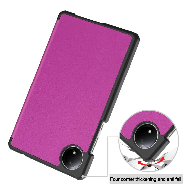 For Xiaomi Redmi Pad SE 8.7 Custer Texture 3-Fold Holder Leather Smart Tablet Case