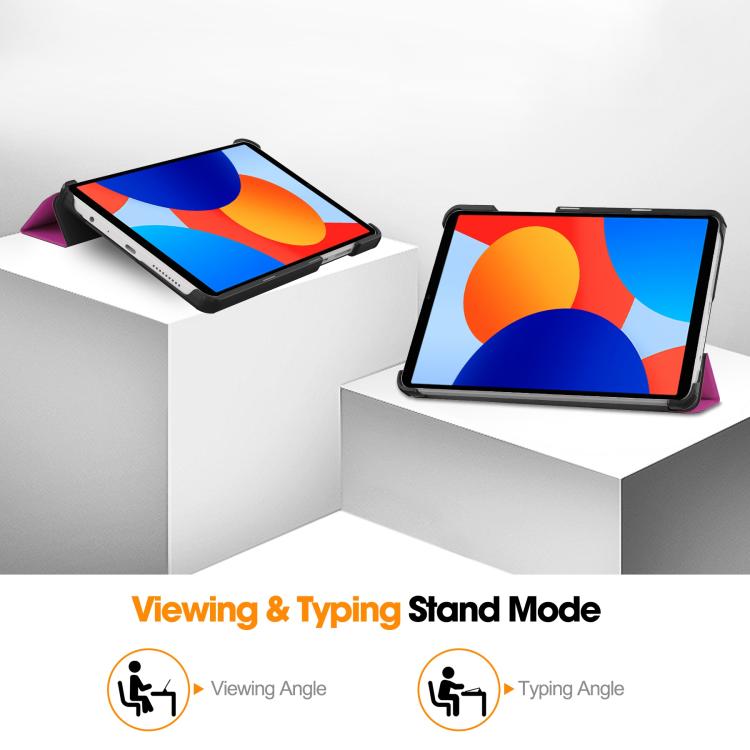 For Xiaomi Redmi Pad SE 8.7 Custer Texture 3-Fold Holder Leather Smart Tablet Case