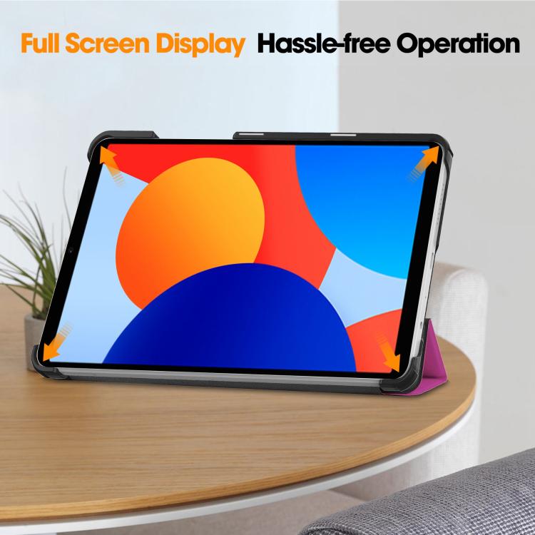 For Xiaomi Redmi Pad SE 8.7 Custer Texture 3-Fold Holder Leather Smart Tablet Case