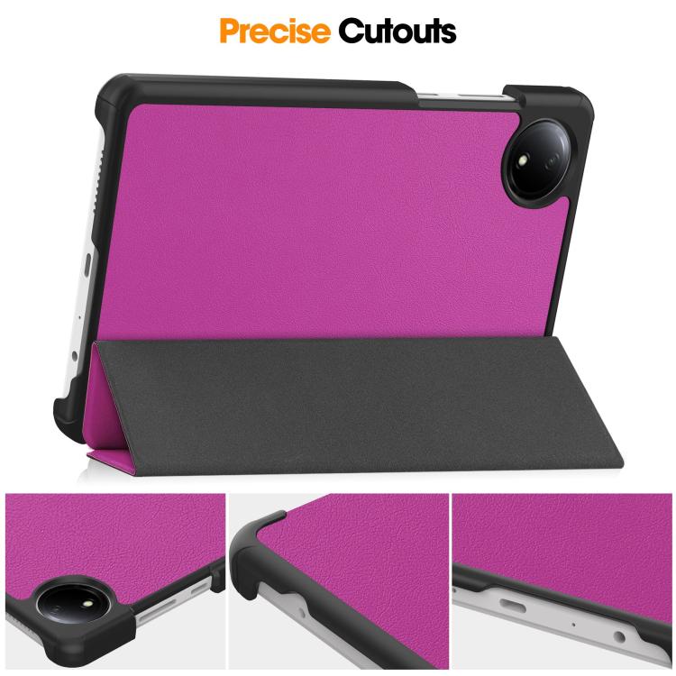 For Xiaomi Redmi Pad SE 8.7 Custer Texture 3-Fold Holder Leather Smart Tablet Case