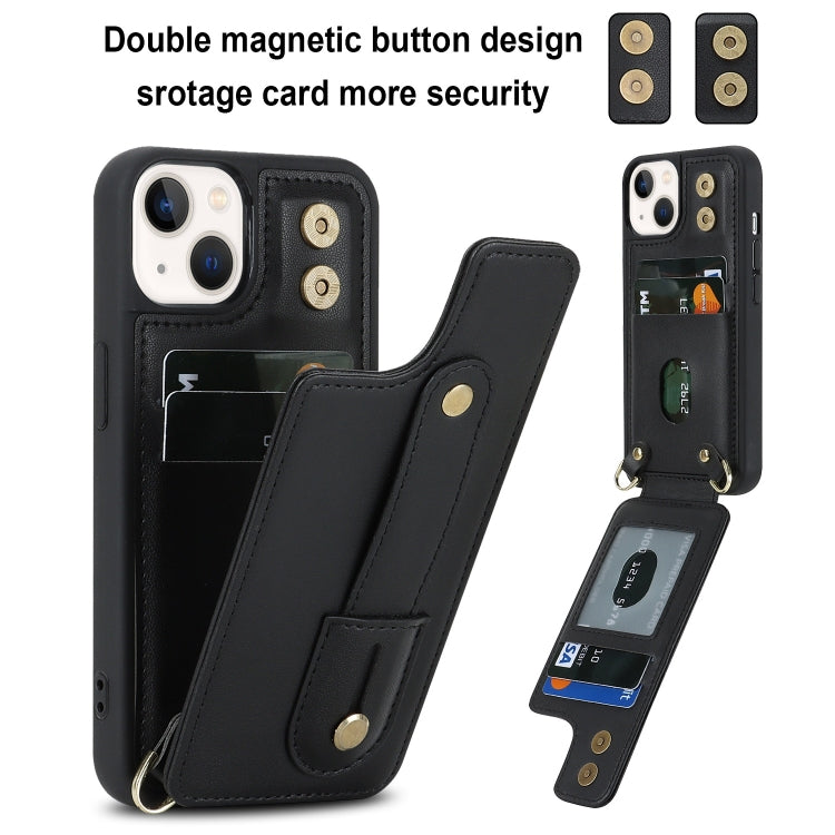 For iPhone 14 Pro Wristband Vertical Flip Wallet Back Cover Phone Case