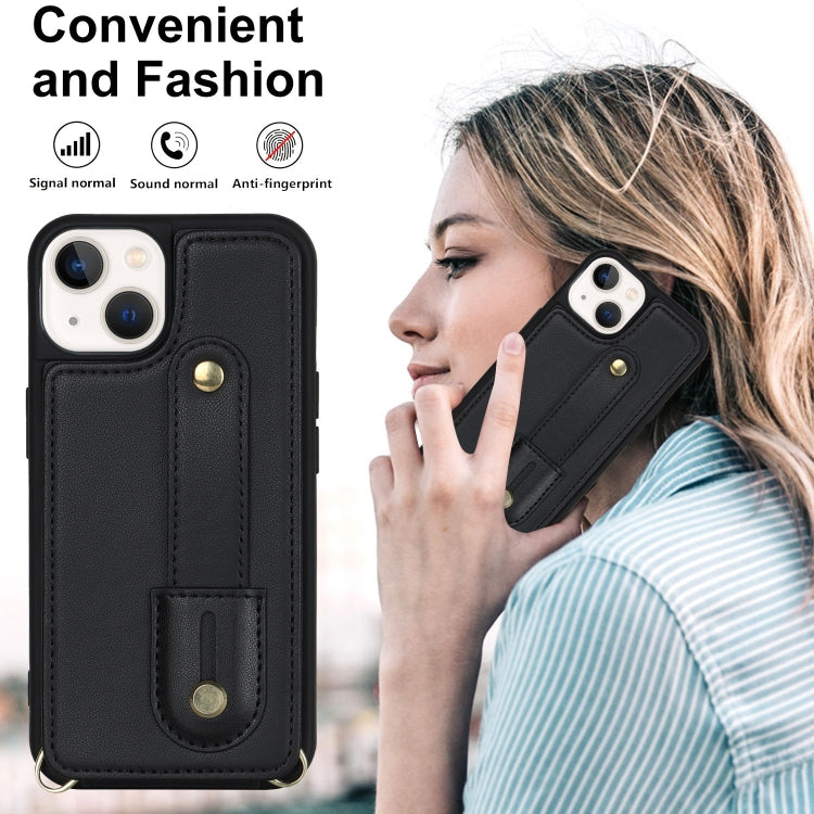 For iPhone 14 Pro Wristband Vertical Flip Wallet Back Cover Phone Case