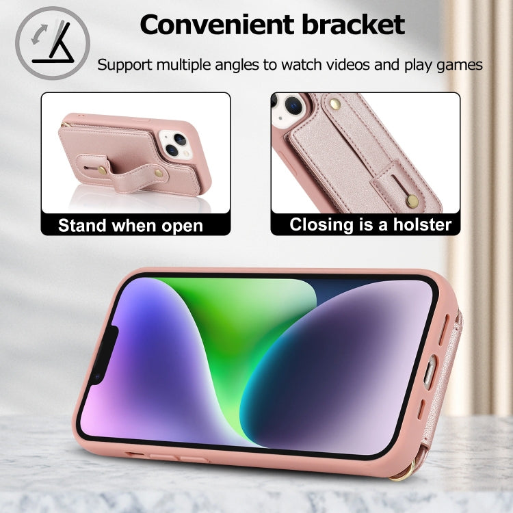 For iPhone 14 Pro Wristband Vertical Flip Wallet Back Cover Phone Case
