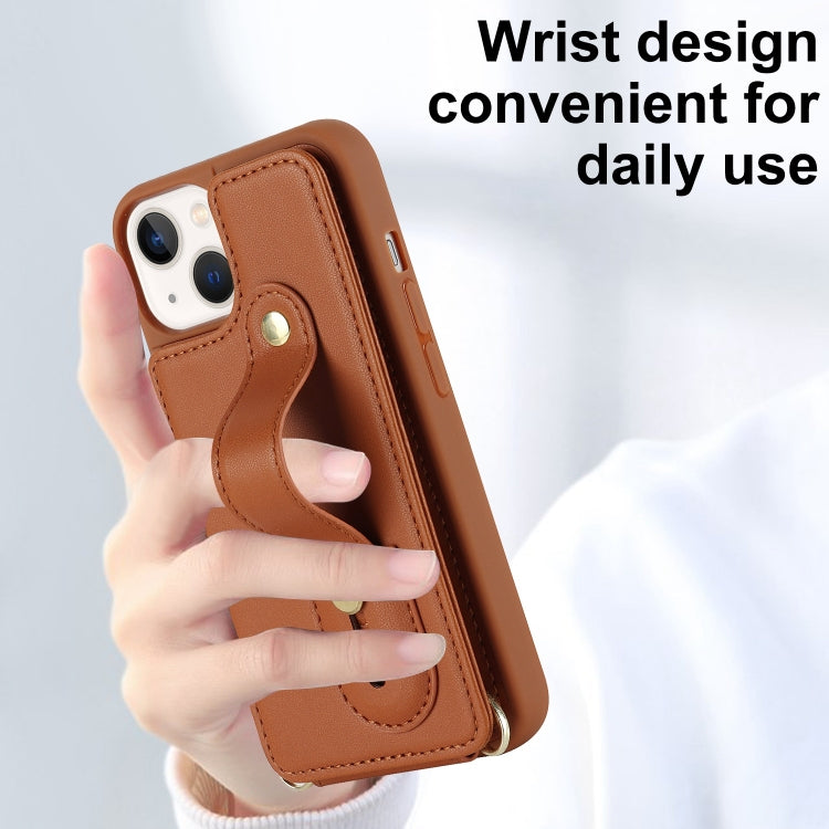 For iPhone 14 Pro Wristband Vertical Flip Wallet Back Cover Phone Case