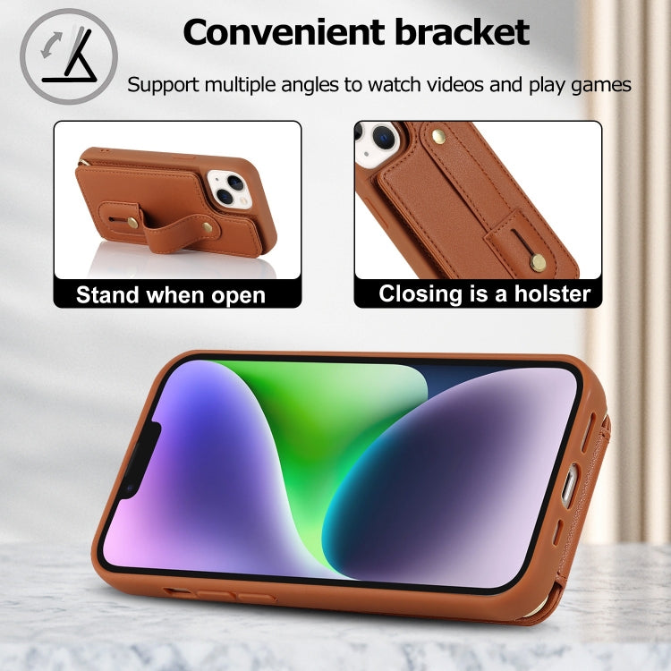 For iPhone 14 Pro Wristband Vertical Flip Wallet Back Cover Phone Case