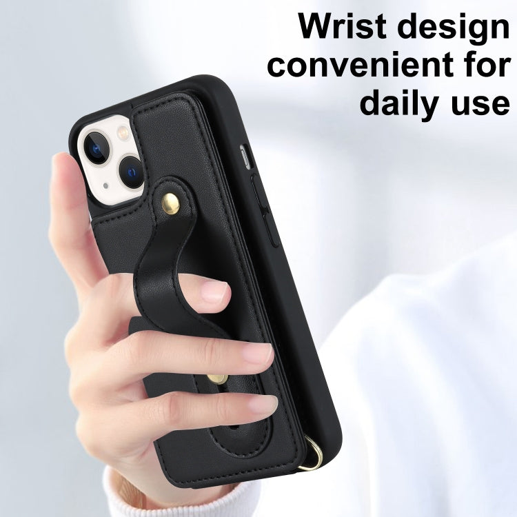 For iPhone 13 Pro Wristband Vertical Flip Wallet Back Cover Phone Case
