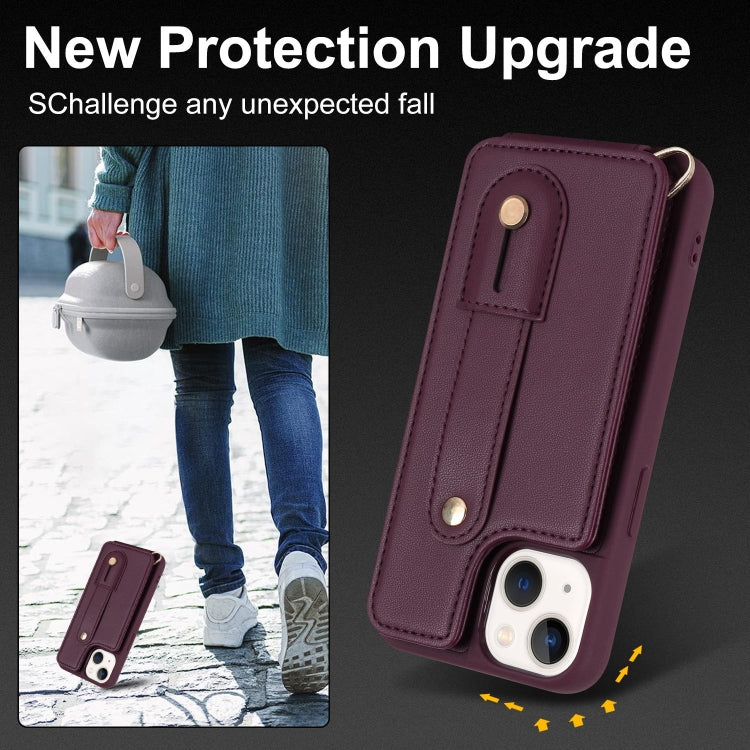 For iPhone 13 Pro Wristband Vertical Flip Wallet Back Cover Phone Case