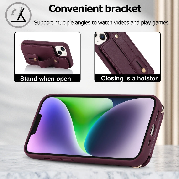 For iPhone 13 Pro Wristband Vertical Flip Wallet Back Cover Phone Case