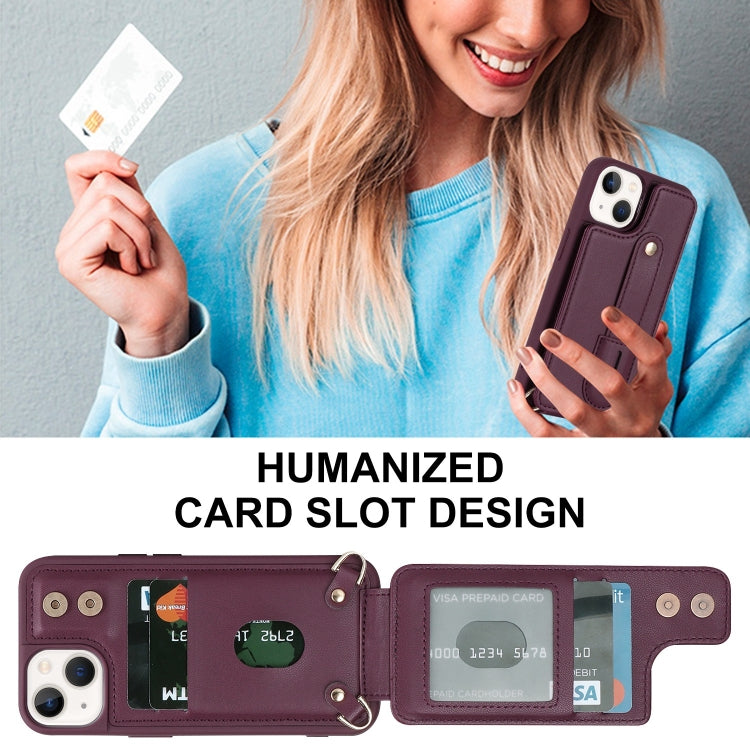 For iPhone 13 Pro Wristband Vertical Flip Wallet Back Cover Phone Case