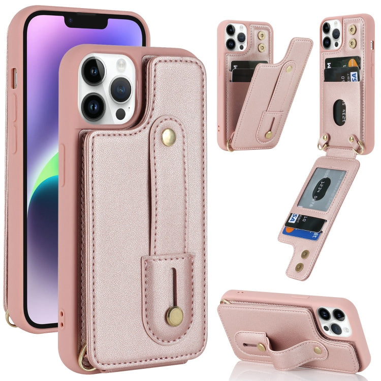 For iPhone 13 Pro Wristband Vertical Flip Wallet Back Cover Phone Case
