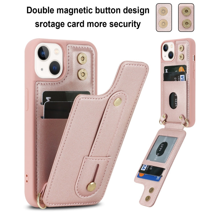 For iPhone 13 Pro Wristband Vertical Flip Wallet Back Cover Phone Case