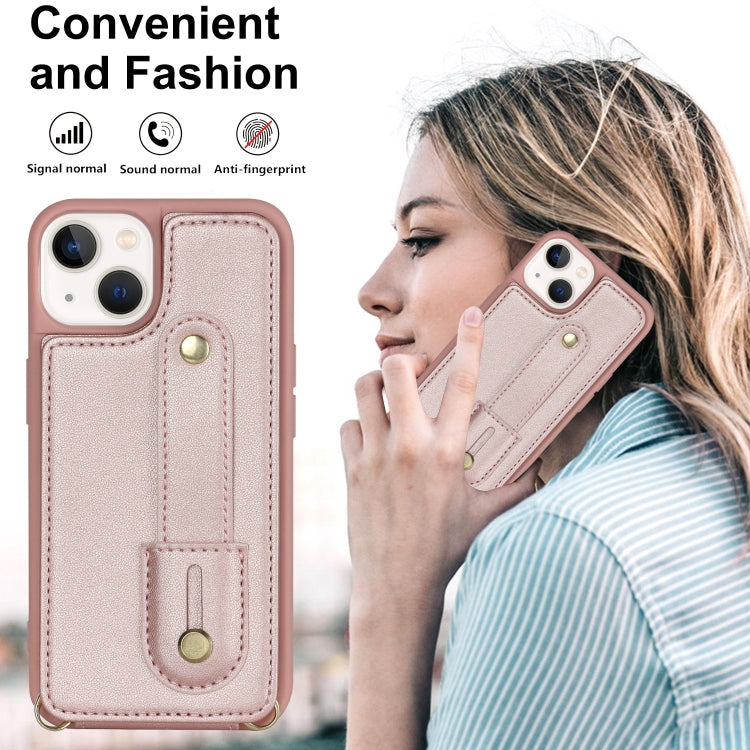 For iPhone 13 Pro Wristband Vertical Flip Wallet Back Cover Phone Case