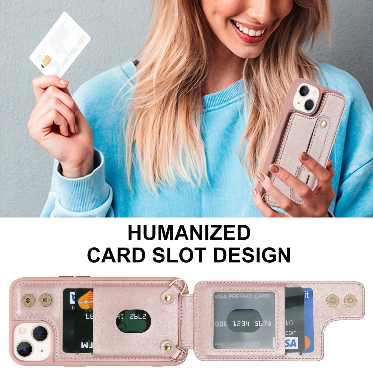 For iPhone 13 Pro Wristband Vertical Flip Wallet Back Cover Phone Case