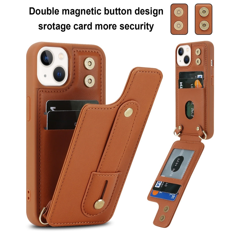 For iPhone 13 Pro Wristband Vertical Flip Wallet Back Cover Phone Case