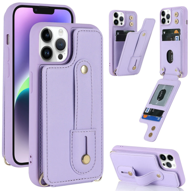 For iPhone 11 Pro Wristband Vertical Flip Wallet Back Cover Phone Case