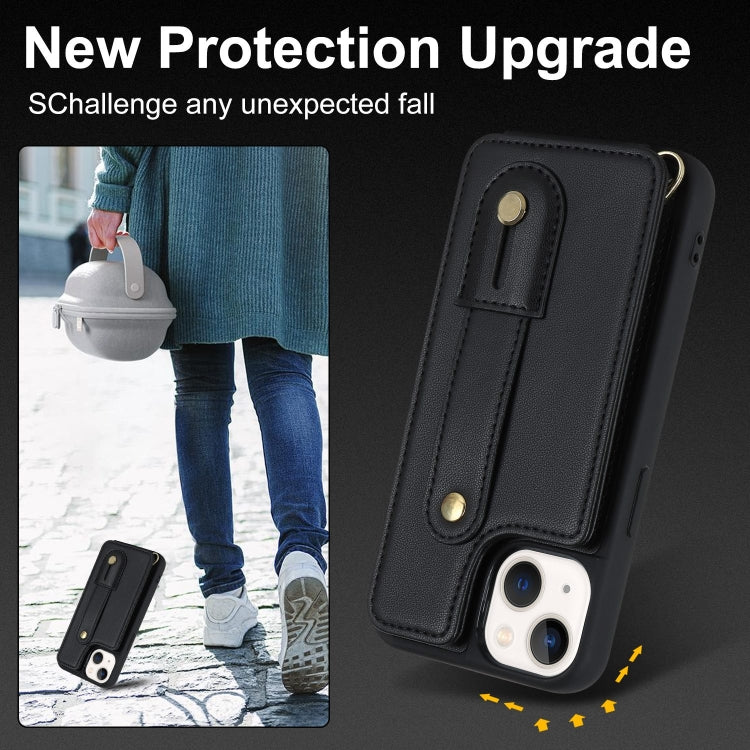 For iPhone 11 Pro Max Wristband Vertical Flip Wallet Back Cover Phone Case