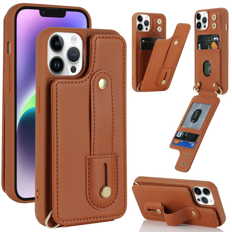 For iPhone 11 Pro Max Wristband Vertical Flip Wallet Back Cover Phone Case