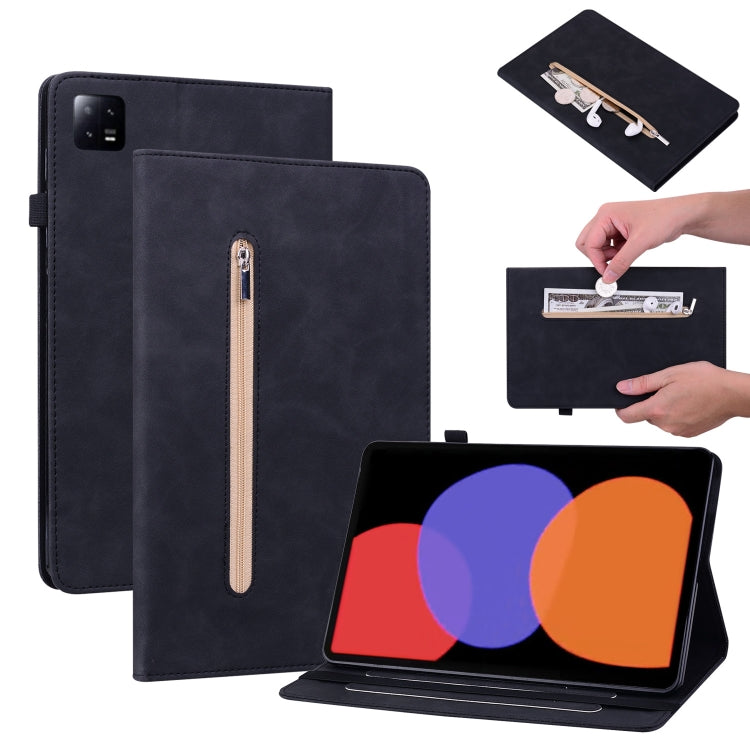 For Xiaomi Pad  6 / Pad 6 Pro Skin Feel Solid Color Zipper Leather Tablet Case