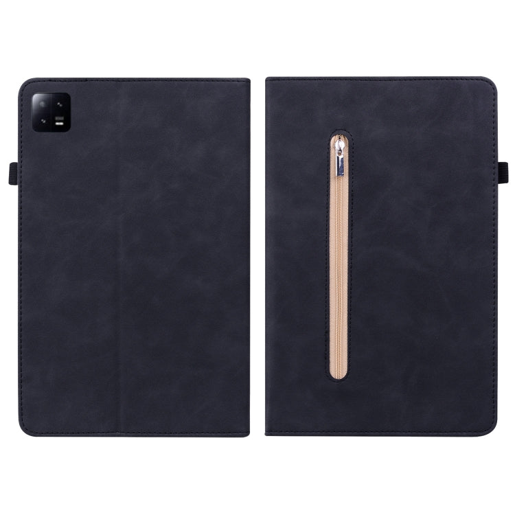 For Xiaomi Pad  6 / Pad 6 Pro Skin Feel Solid Color Zipper Leather Tablet Case